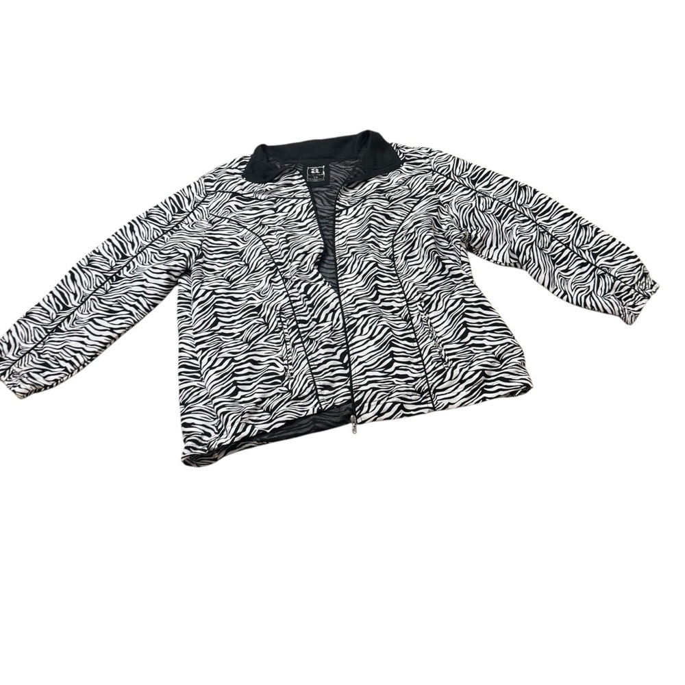 a | Zebra-Print Jacket - Black & White Windbreaker size 1X pockets lightweight
